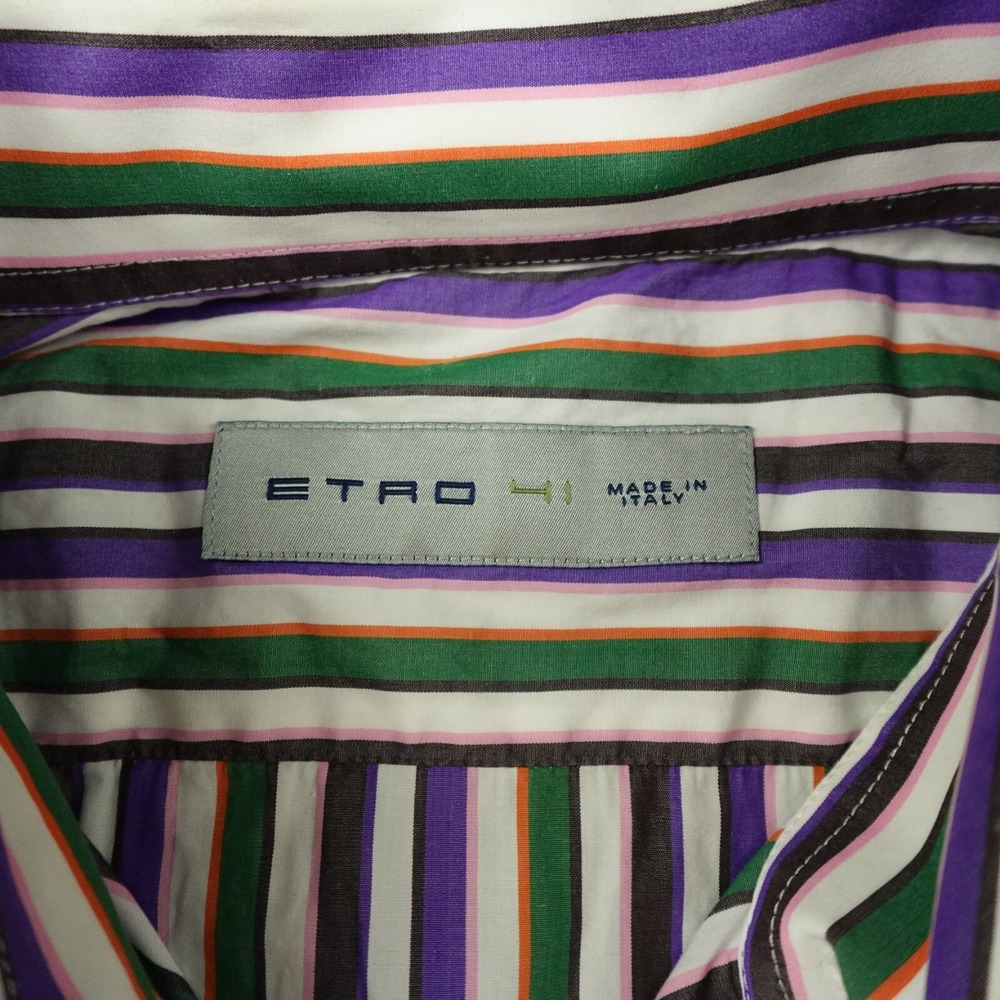 ETRO Shirt Mens 41 Multi Color‎ Long Sleeve Button Up Made In Italy Lightweight - Picture 3 of 9